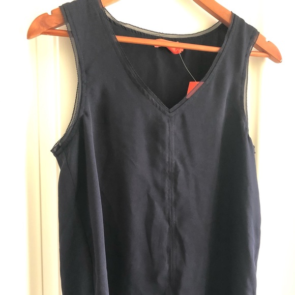 Chiffon Navy Blue Tank Top - Picture 2 of 3